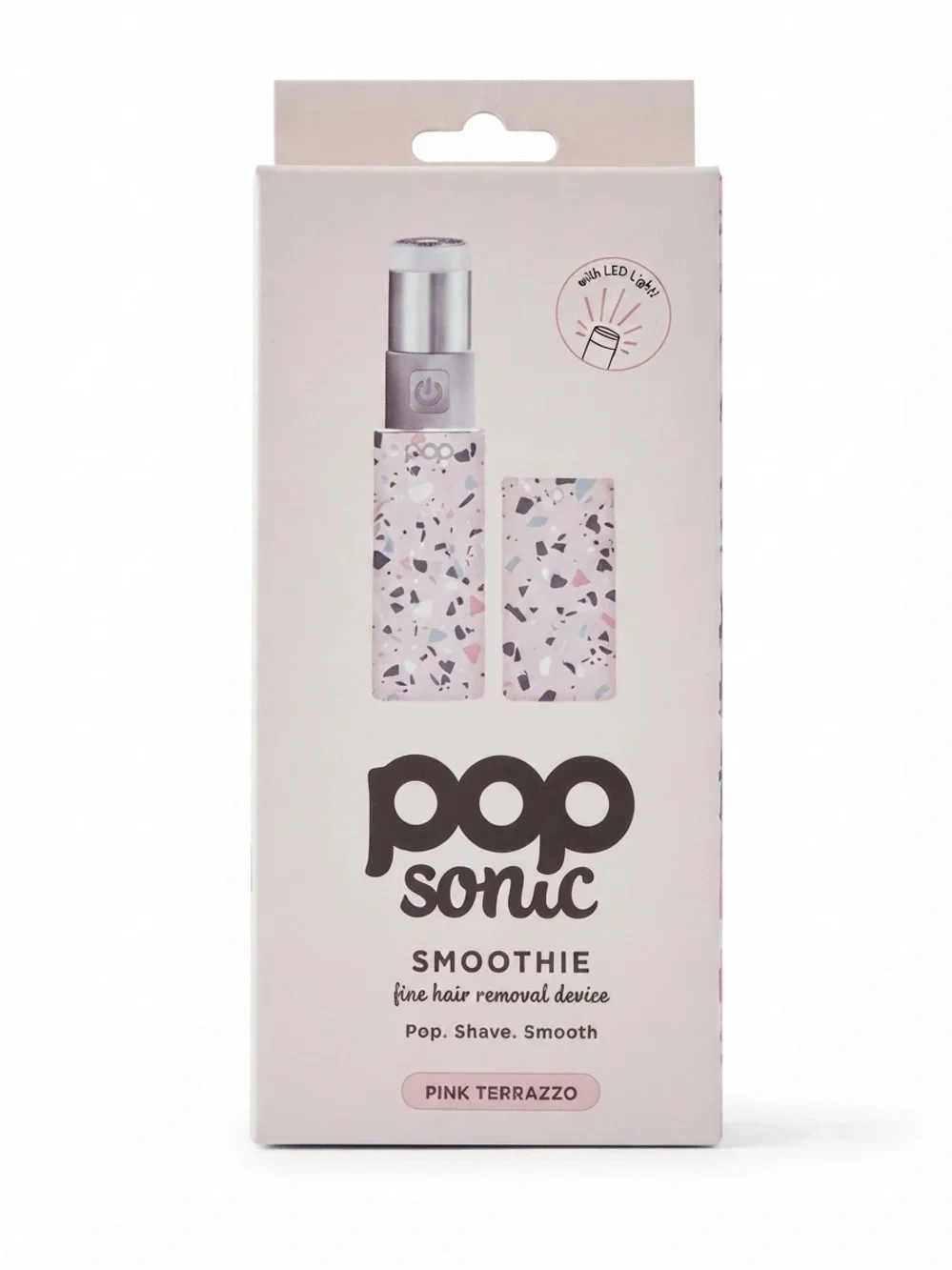 NWT Pop Sonic Smoothie Fine Hair Removal Device Pink Terrazzo LED Light